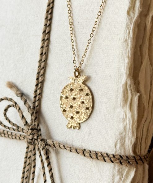 pendentif grenade, billes en relief