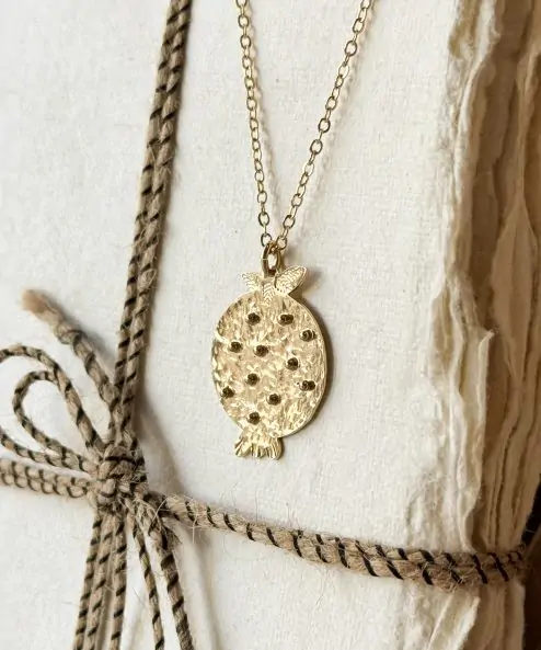 pendentif grenade, billes en relief